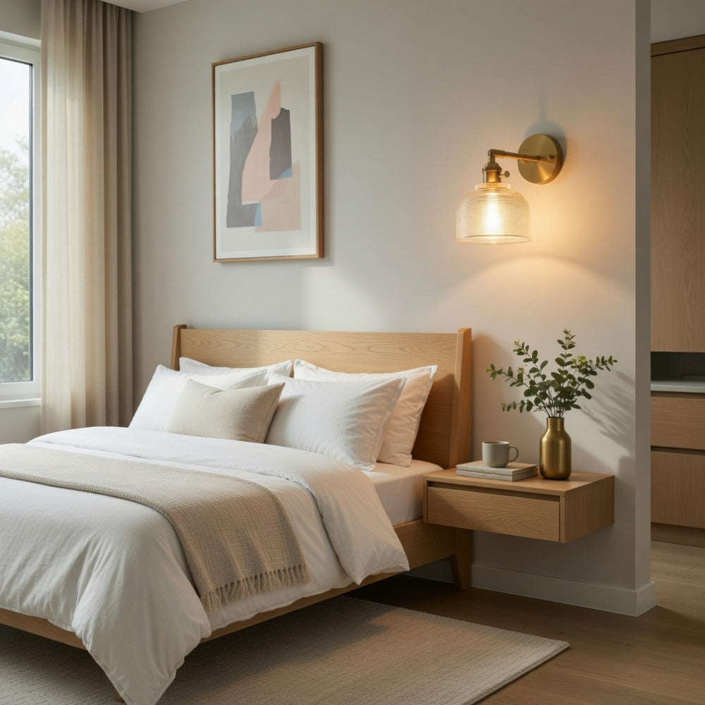 Glass Wall Sconce - Golden Retro Clarity | Verréa