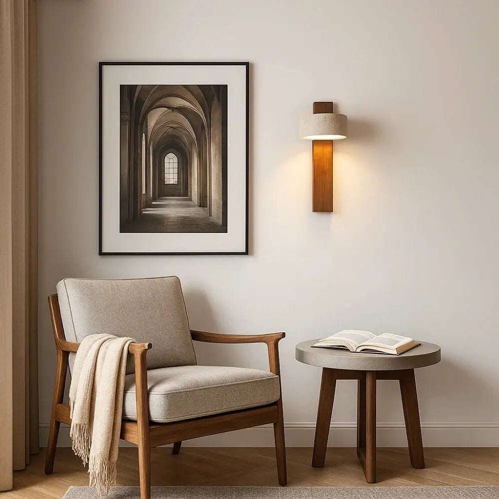 Applique Interieur Murale - Lueur Travertin Naturelle | Travelya - | Delvanie