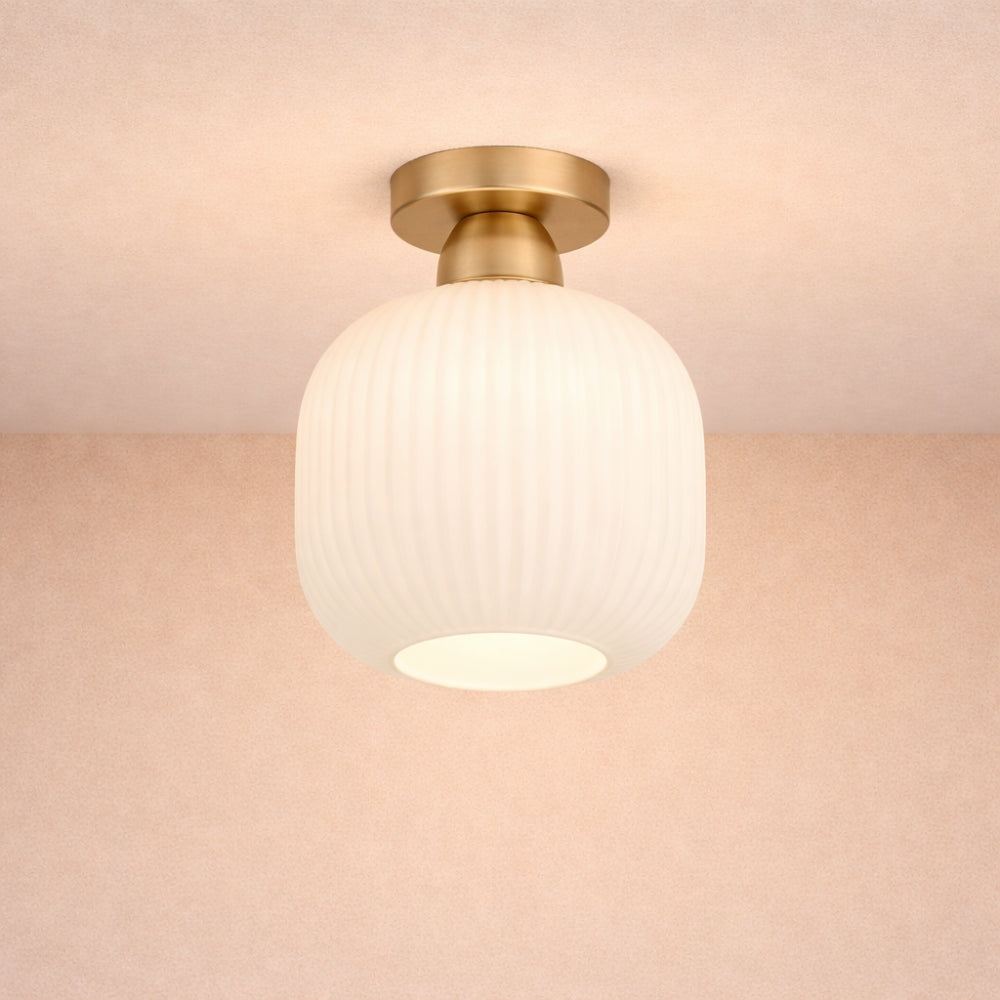 LED Ceiling Light - Golden Pleated Glass | Auréline