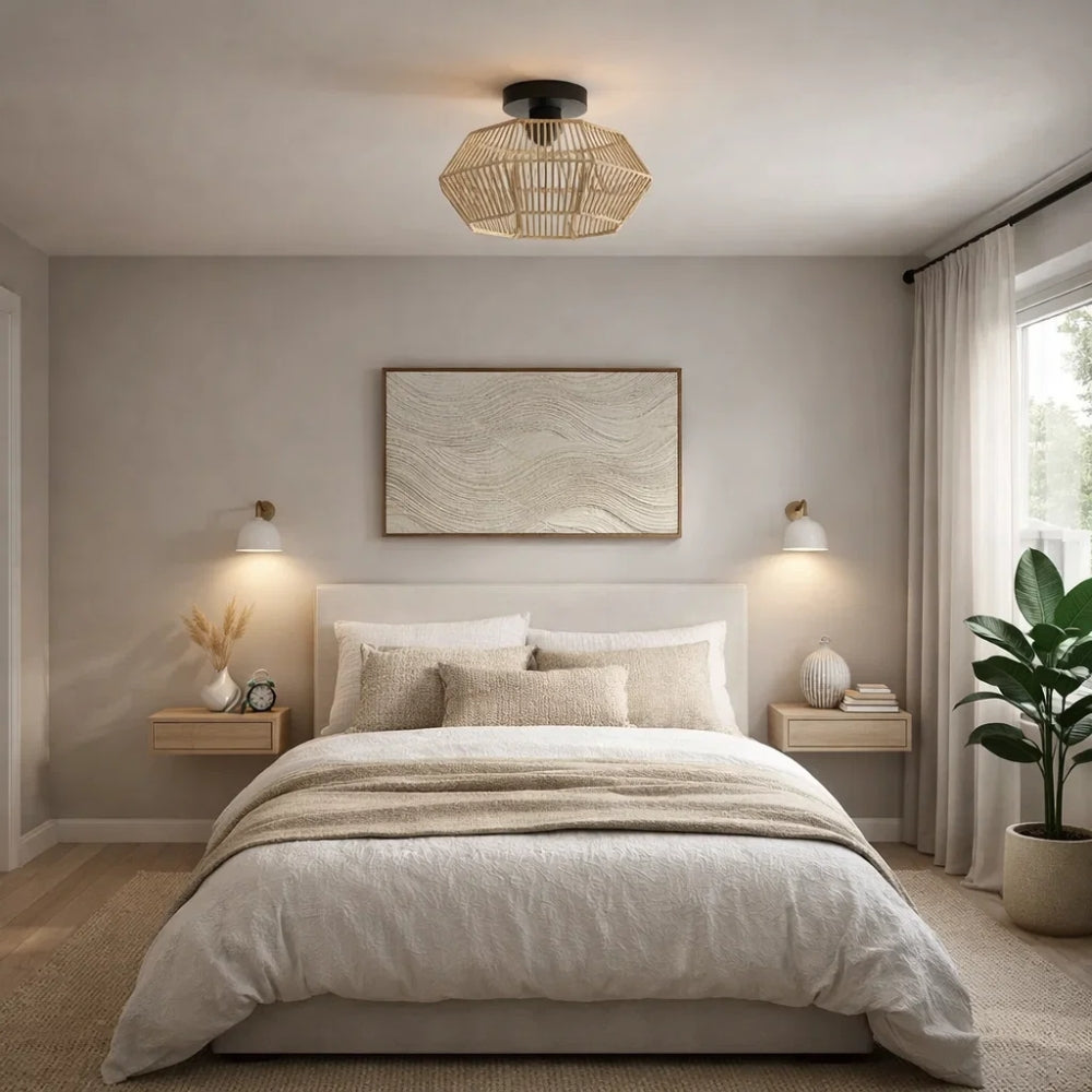 Led Plafonnier - Tissage Bohème Lumineux | Calenya - | Delvanie