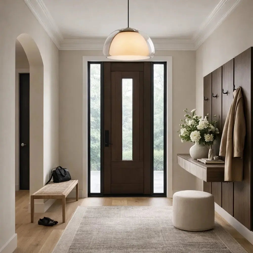 Luminaire Suspension Verre - Dôme Verre Givré | Elvarya - | Delvanie