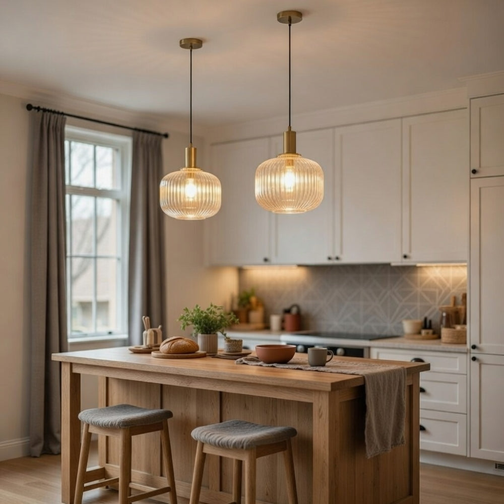 Luminaire Suspension Verre - Verre Coloré Ondes Rétro | Chroméa - | Delvanie