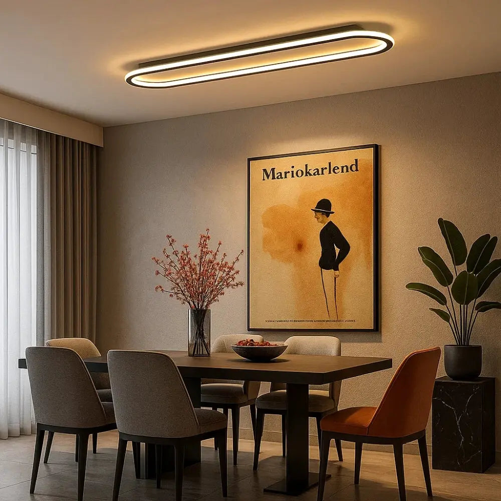 Plafonnier À Led - Ligne Lumineuse Contemporaine | Lynéor - | Delvanie