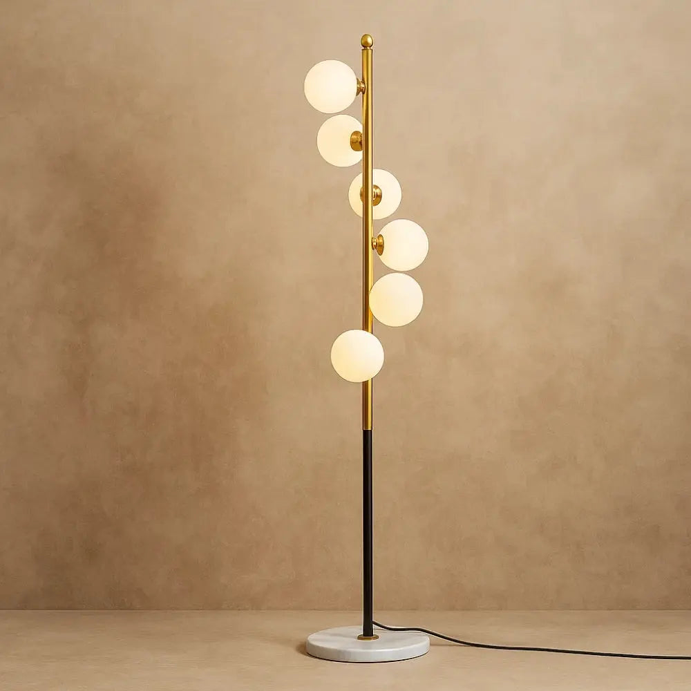 Lampadaire Salon - Design Raffiné | Oriona - Socle en marbre - ∅ 26cm x H165 cm | Delvanie