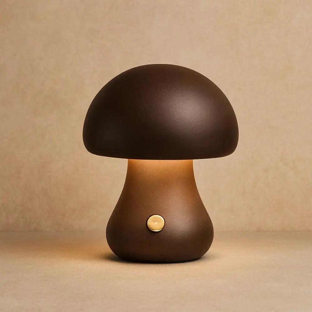 Lampe de Chevet Champignon - Éclat Bohème | Mushara - Noyer / Petit | Delvanie