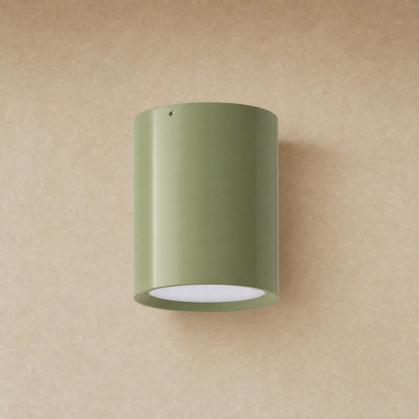 Plafonnier spot cylindrique Vert Sauge, métal laqué | Delvanie