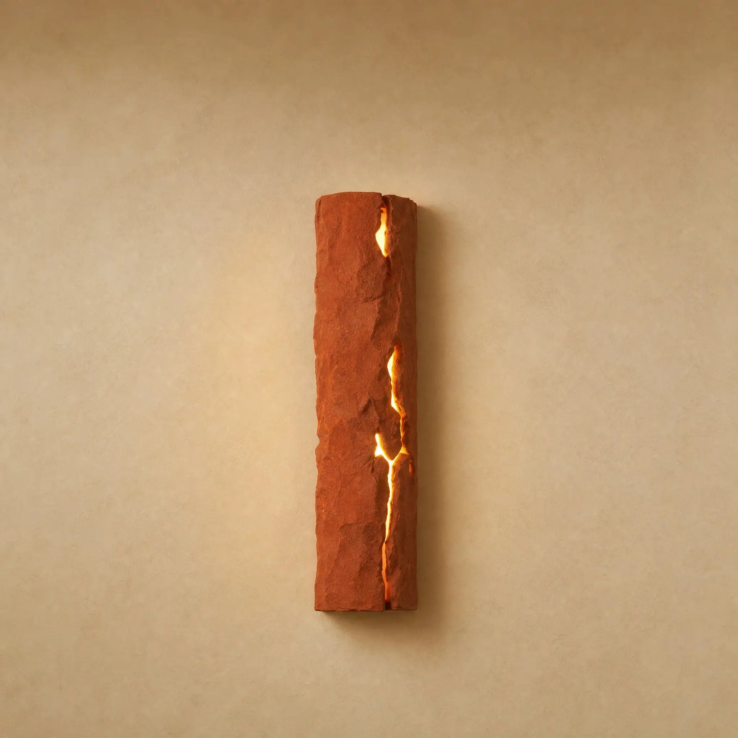 Applique murale pierre de lave terracotta à faille lumineuse, finition Terracotta | Delvanie