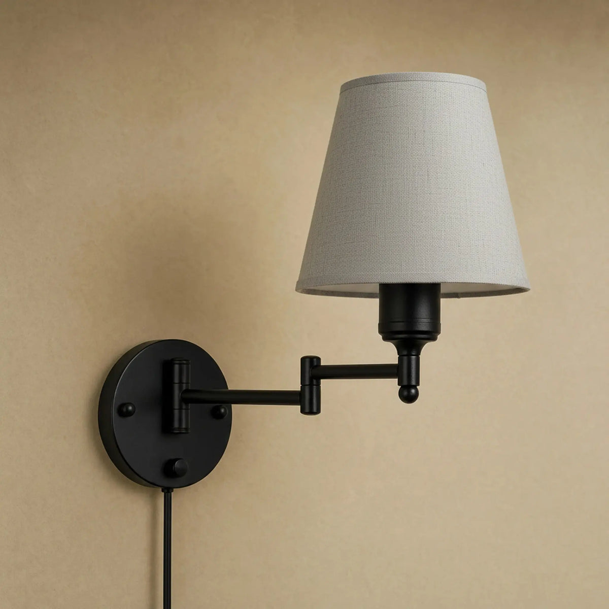 Applique murale en tissu gris a bras articule, packshot