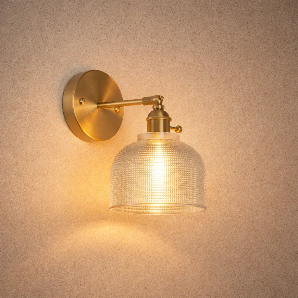 Glass Wall Sconce - Golden Retro Clarity | Verréa