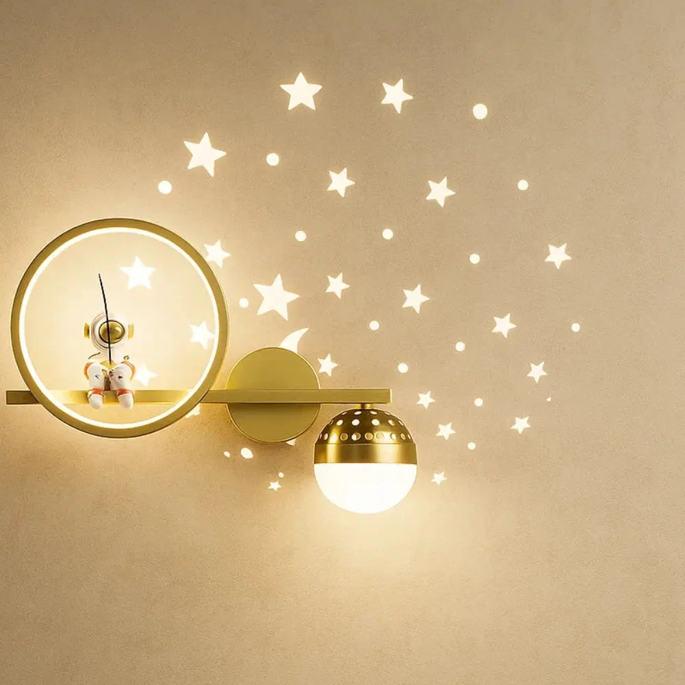 Applique Murale Chambre - Lueur Astrale | NightGlow - Doré / Gauche |   Delvanie