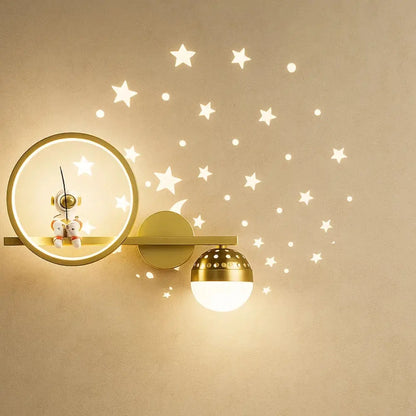 Applique Murale Chambre - Lueur Astrale | NightGlow - Doré / Gauche |   Delvanie