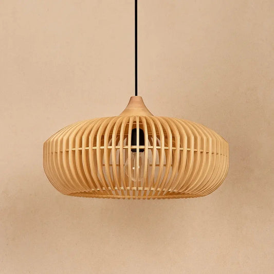Suspension Luminaire Bois - Charme Zen | Japandi - Ø 55cm |   Delvanie