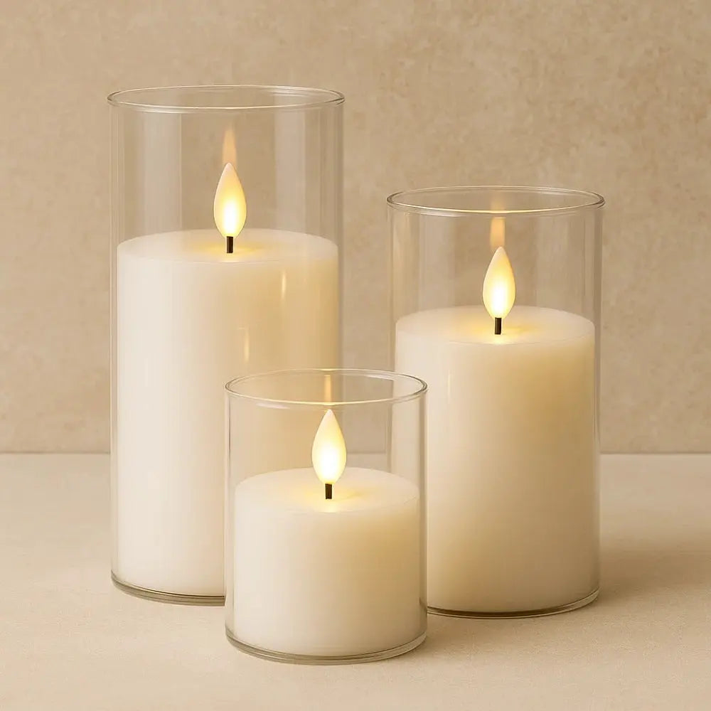 Lampe Bougie - Le Trio Éternel | Solara - Blanc |   Delvanie