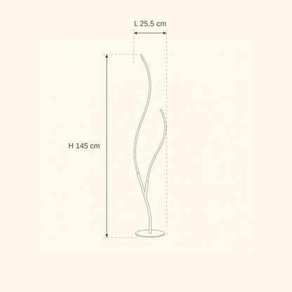 Schéma coté du lampadaire LED Ramillo, hauteur 145 cm et largeur 25,5 cm