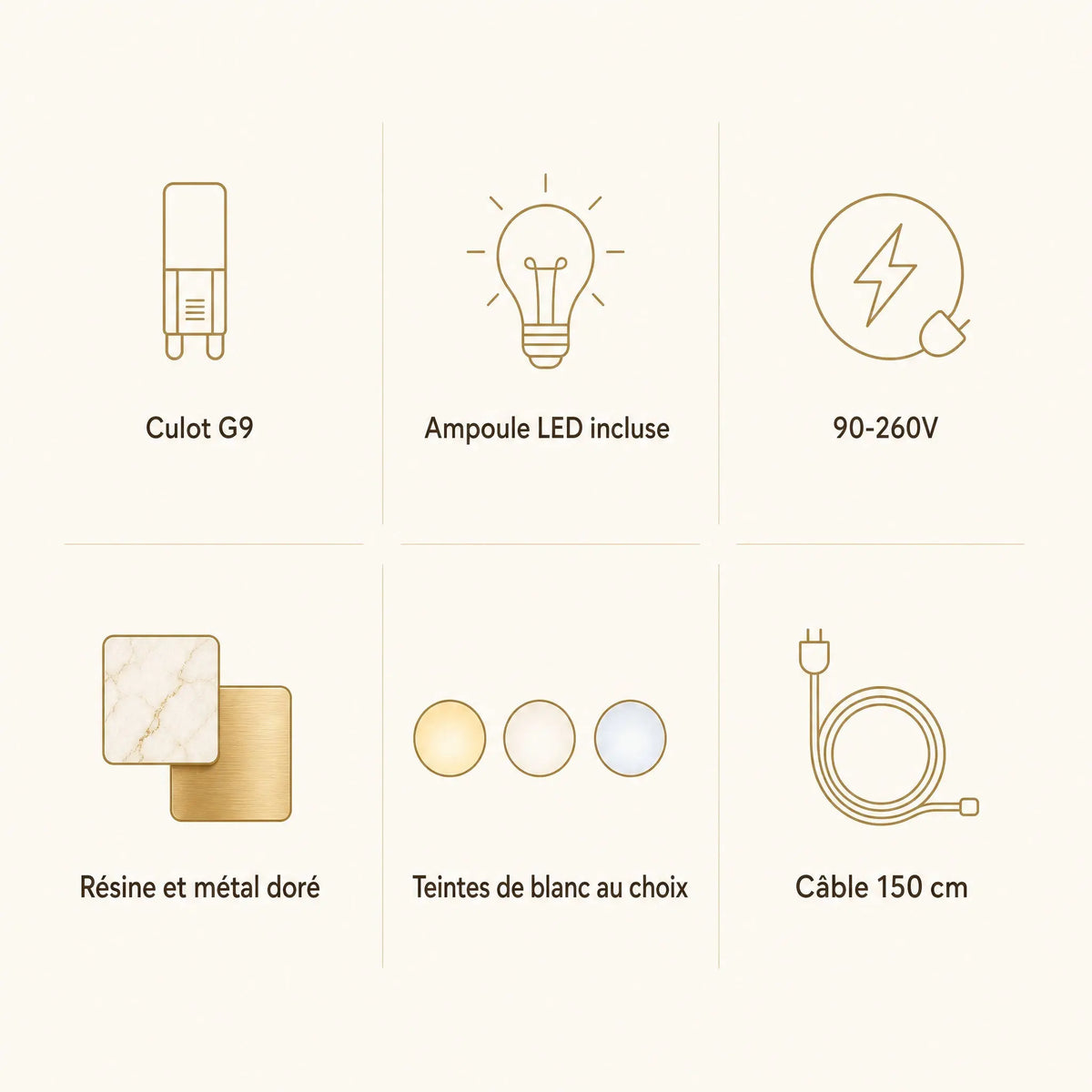 Caractéristiques de la lampe astronaute Hoshira, culot G9 et LED incluse | Delvanie