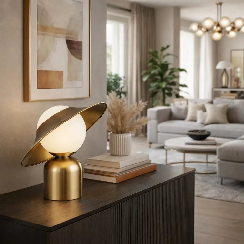 Lampe Champignon Vintage - Dôme doré lumineux | Mycaria -  |   Delvanie