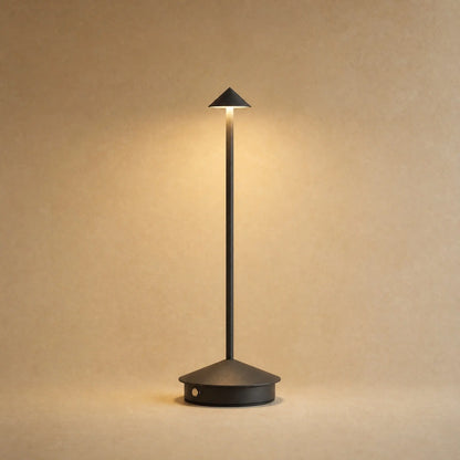 Lampe de table sans fil Yuzano en aluminium noir mat, allumee
