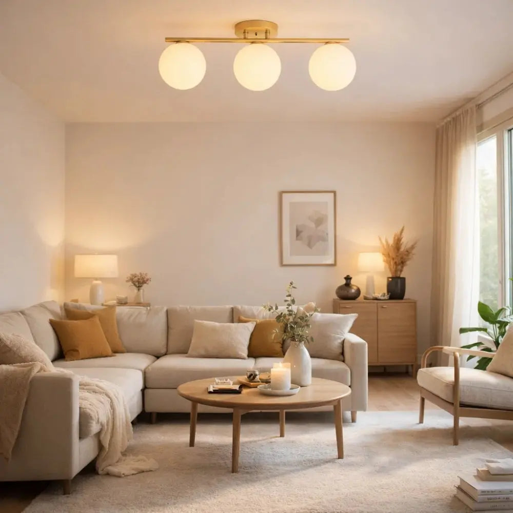 Lampe Plafonnier Led - Duo Laiton Opalin | Dorvëa -  |   Delvanie