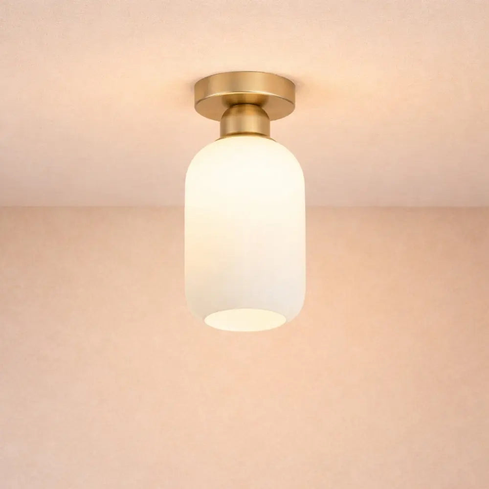 Lampe Plafonnier Led - Verre Plissé Doré | Auréline -  |   Delvanie