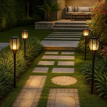 Lampe Solaire Extérieure - Lumière Vacillante | SolarFlame -  |   Delvanie