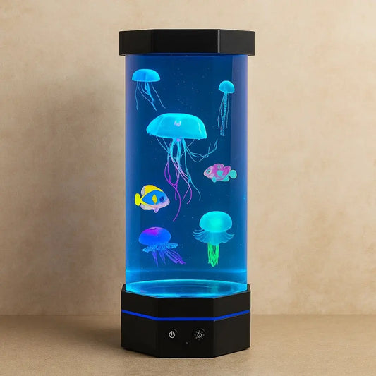 Lampe a lave meduse - Vagues Lumineuses | Oceana - Noir |   Delvanie