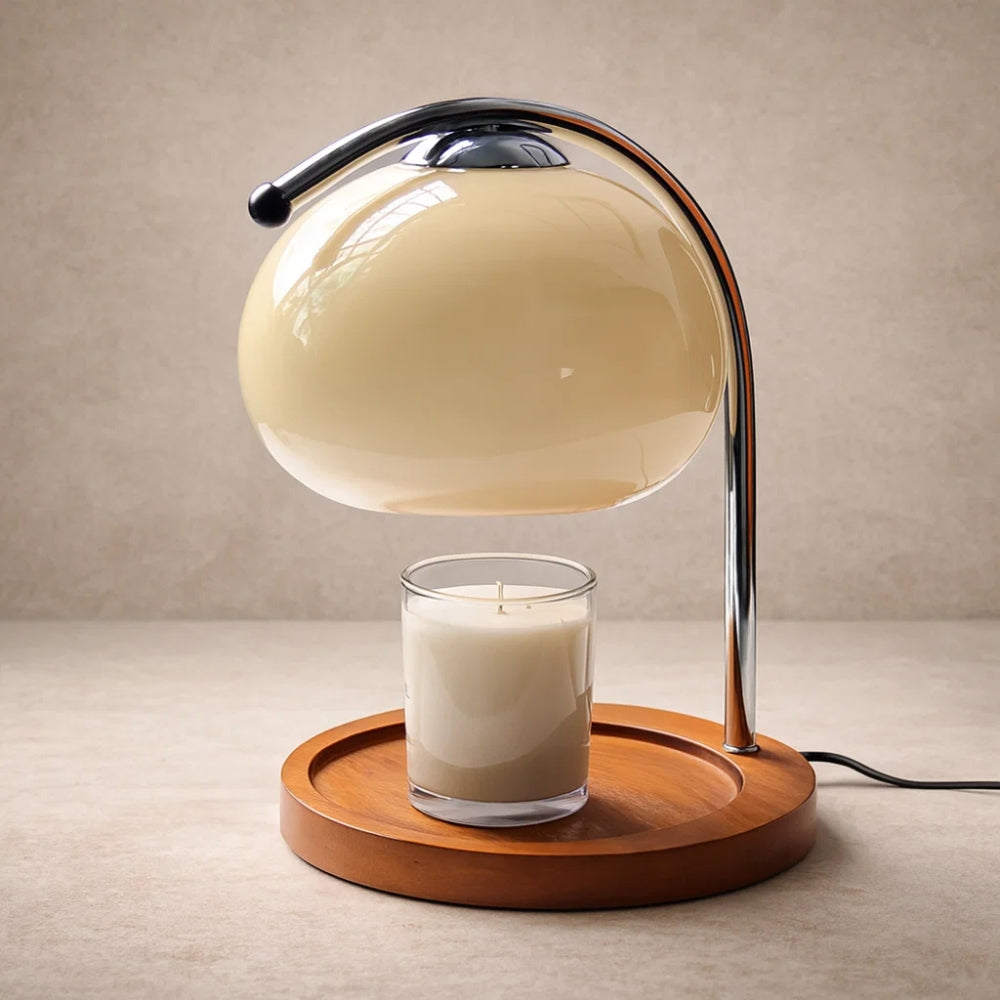 Lampe de Chevet Moderne - Verre Bois Japandi | Yunari -  |   Delvanie