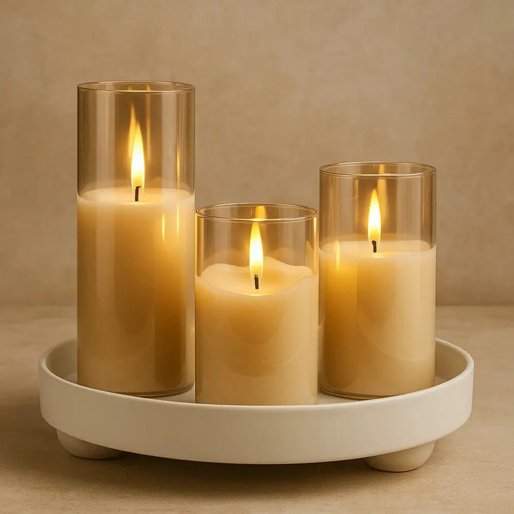 Lampe Bougie - Le Trio Éternel | Solara - Or |   Delvanie