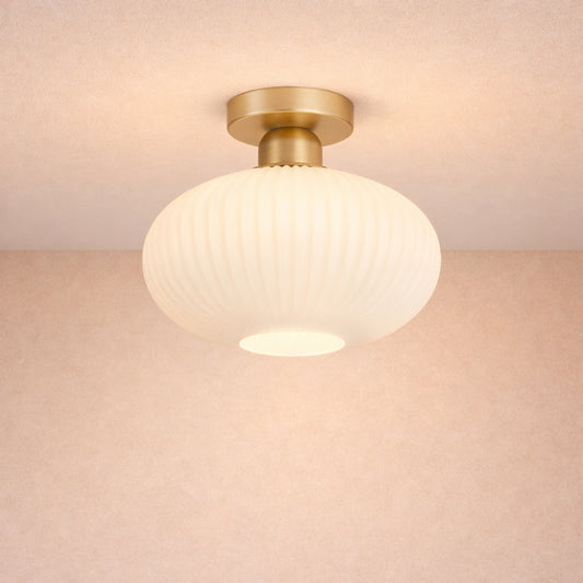 LED Ceiling Light - Golden Pleated Glass | Auréline