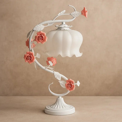 Lampe de Table - Charme Floral | Roselux - Blanc |   Delvanie