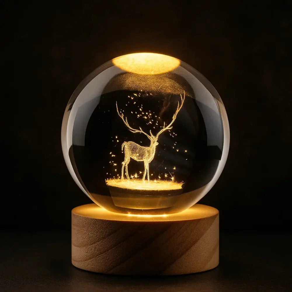 Lampe de Chevet Enfant - Ambiance Magique | Starli - Cerf |   Delvanie