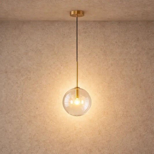 Luminaire En Verre Suspension - Sphère Dorée | Vaelorn