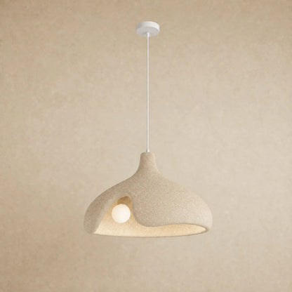 Suspension galet sablé beige moucheté effet pierre pour îlot de cuisine, Ø 40 cm | Delvanie