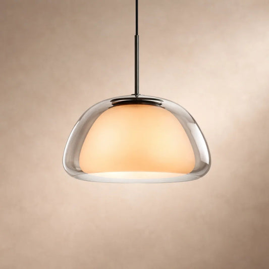 Luminaire Suspension Verre - Dôme Verre Givré | Elvarya -  |   Delvanie