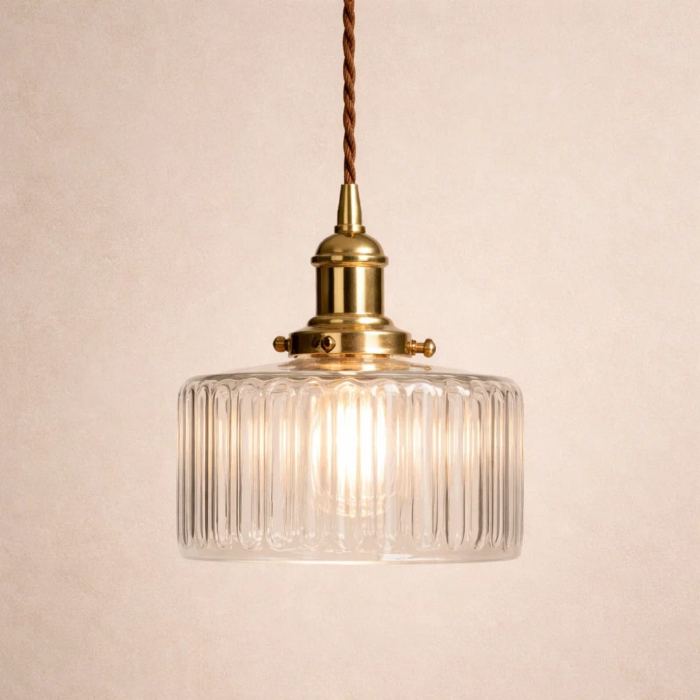 Luminaire Suspension Verre - Verre Cylindrique Vintage | Verrelia -  |   Delvanie