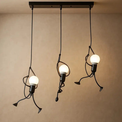 Luminaire Suspension Design - Bonhomme Suspendu | Ironman - 3 hommes en ligne / Blanc froid |   Delvanie