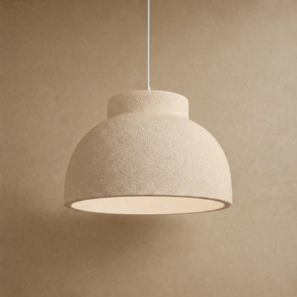 Lustre chambre wabi-sabi Nivoya crème, dôme crépi sculpté à la main | Delvanie