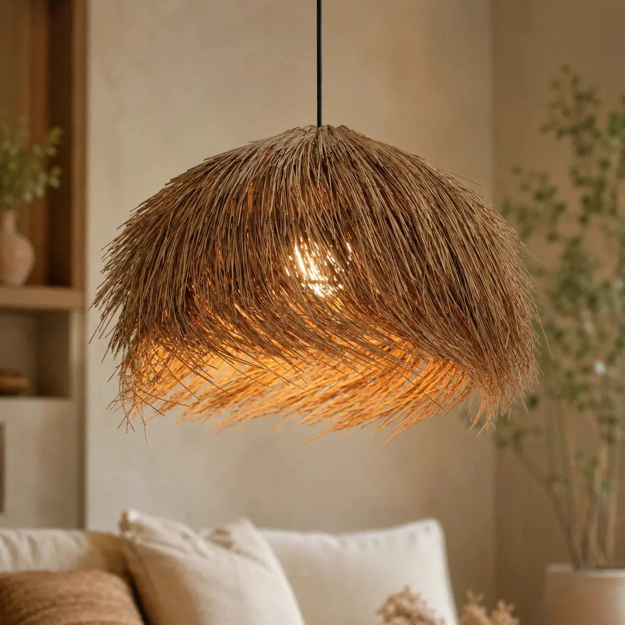 Lustre Rotin Wabi-Sabi - Dôme Tressé Artisanal | Wabéa -  Suspension luminaire Delvanie