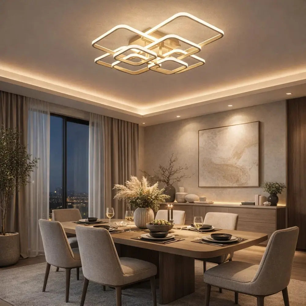 Plafonnier LED Carré - Halo Géométrique Contemporain | Zelyor -  |   Delvanie