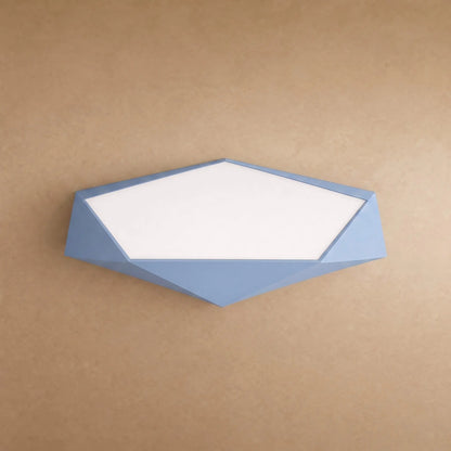 Plafonnier plat pentagone facetté bleu, packshot | Delvanie