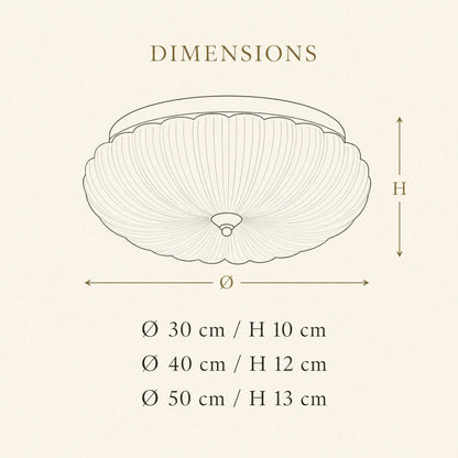 Schéma des dimensions du plafonnier Kryséa : Ø 30, 40 et 50 cm | Delvanie
