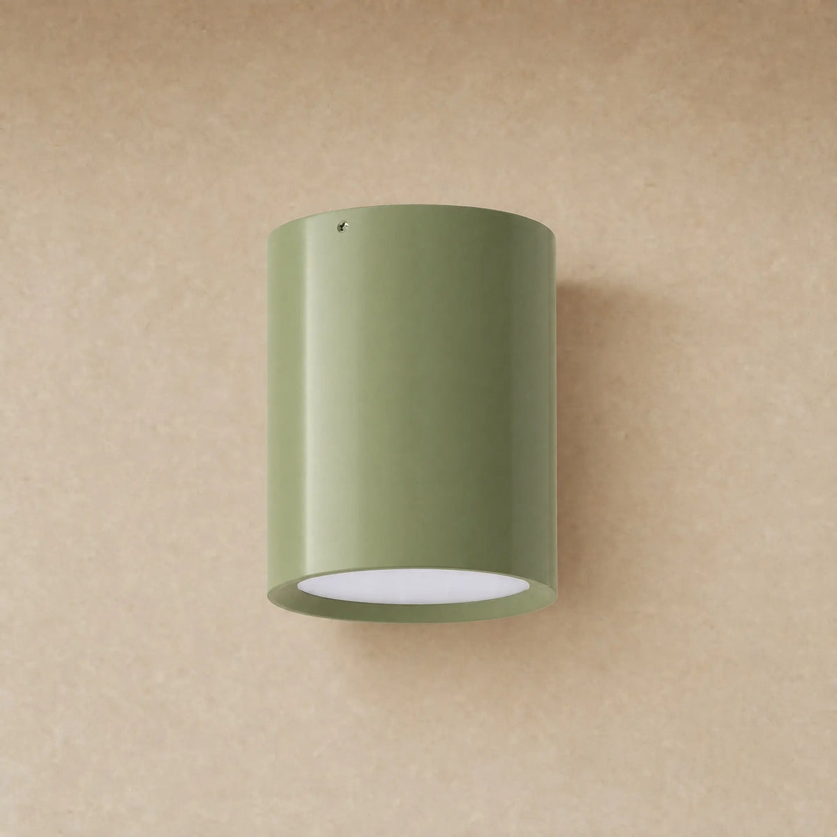 Plafonnier spot cylindrique Vert Sauge, métal laqué