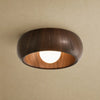 Plafonnier vintage Nocelya finition Noyer, galbe effet grain de bois, packshot | Delvanie