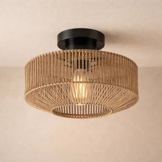 Plafonnier en Rotin - Halo Bohème Tressé | Ravena -  |   Delvanie