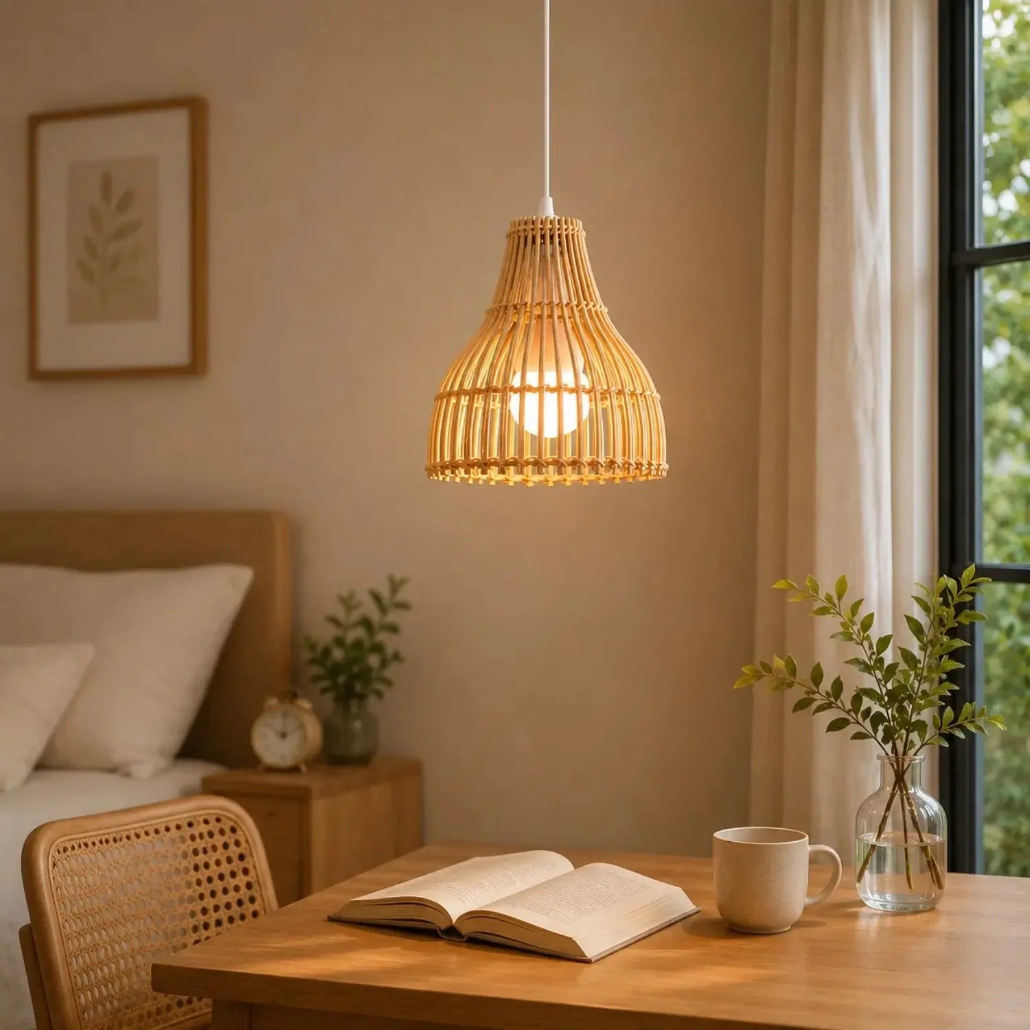 Suspension Bambou Cuisine - Îlot Tressé Main | Ilonéa -  Suspension luminaire Delvanie