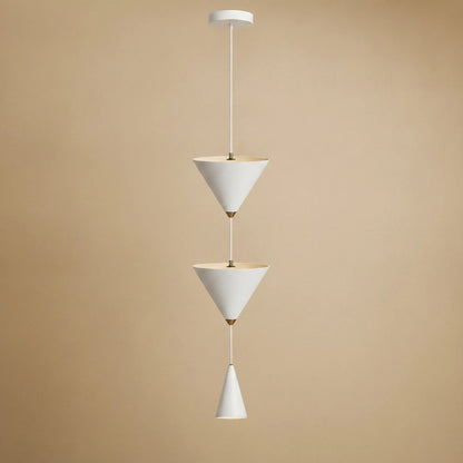 Suspension chambre Konaya blanche, cascade de trois cônes sur câble unique | Delvanie
