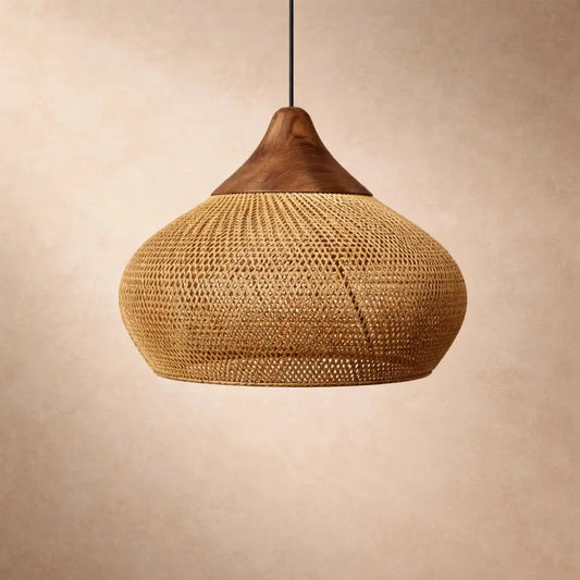 Suspension Luminaire Rotin - Halo Tressé Bohème | Orivane -  |   Delvanie