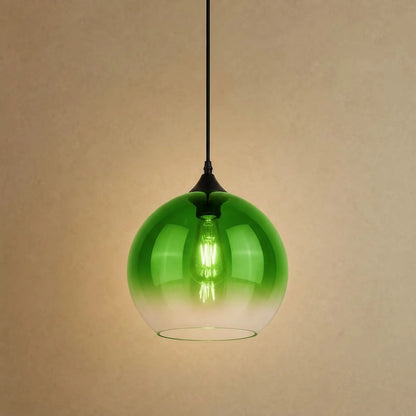 Suspension plafond Iridana, globe de verre dégradé vert