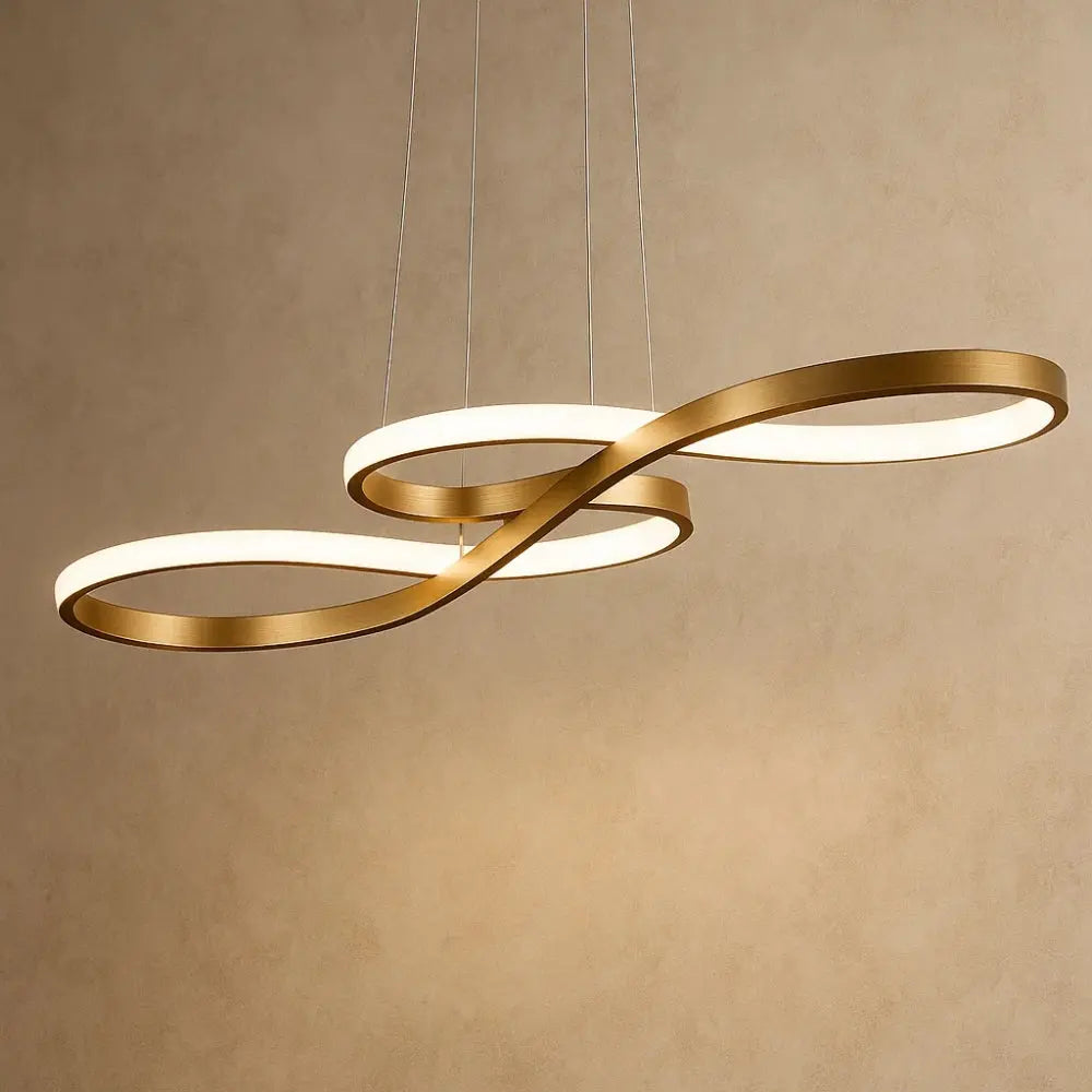 Luminaire Suspension Salle À Manger - Ruban Lumineux Aérien | Solayne - 92 CM / Lumière 3 couleurs avec télécommande / Or |   Delvanie