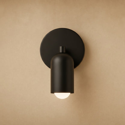 Applique murale Nolvina noir mat, platine ronde et dome | Delvanie