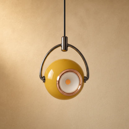 Suspension Eravia jaune, globe laqué orientable | Delvanie